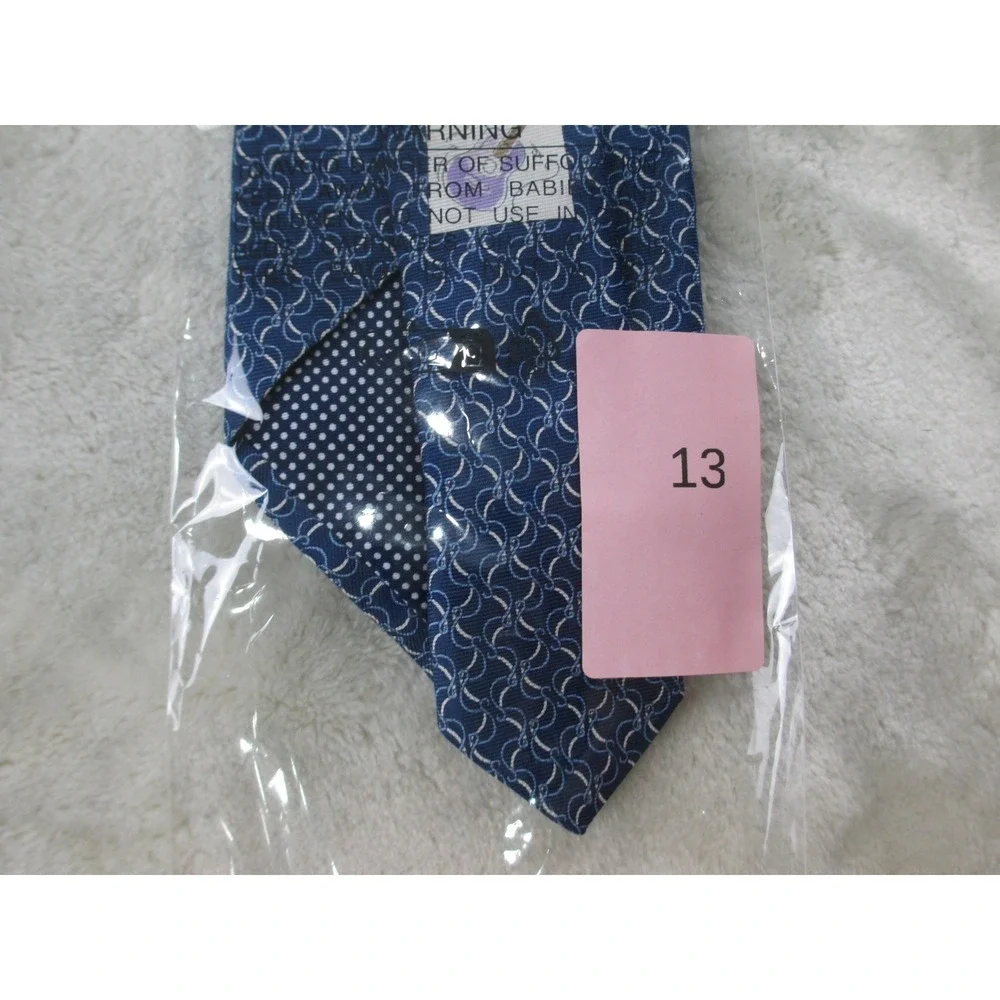 NEW ETON Neck Tie Mens Blue Geometric Silk Made In Italy Casual 13